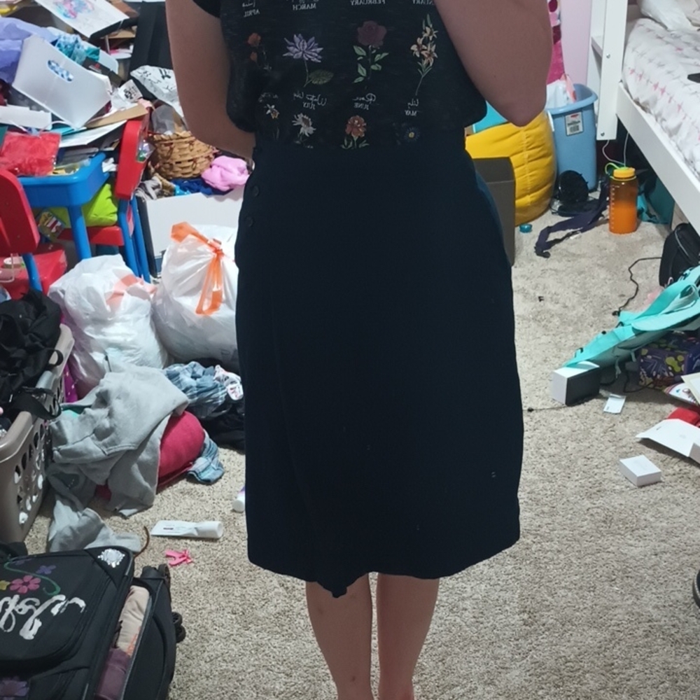 Lands' End Navy School Uniform Pencil Skirt